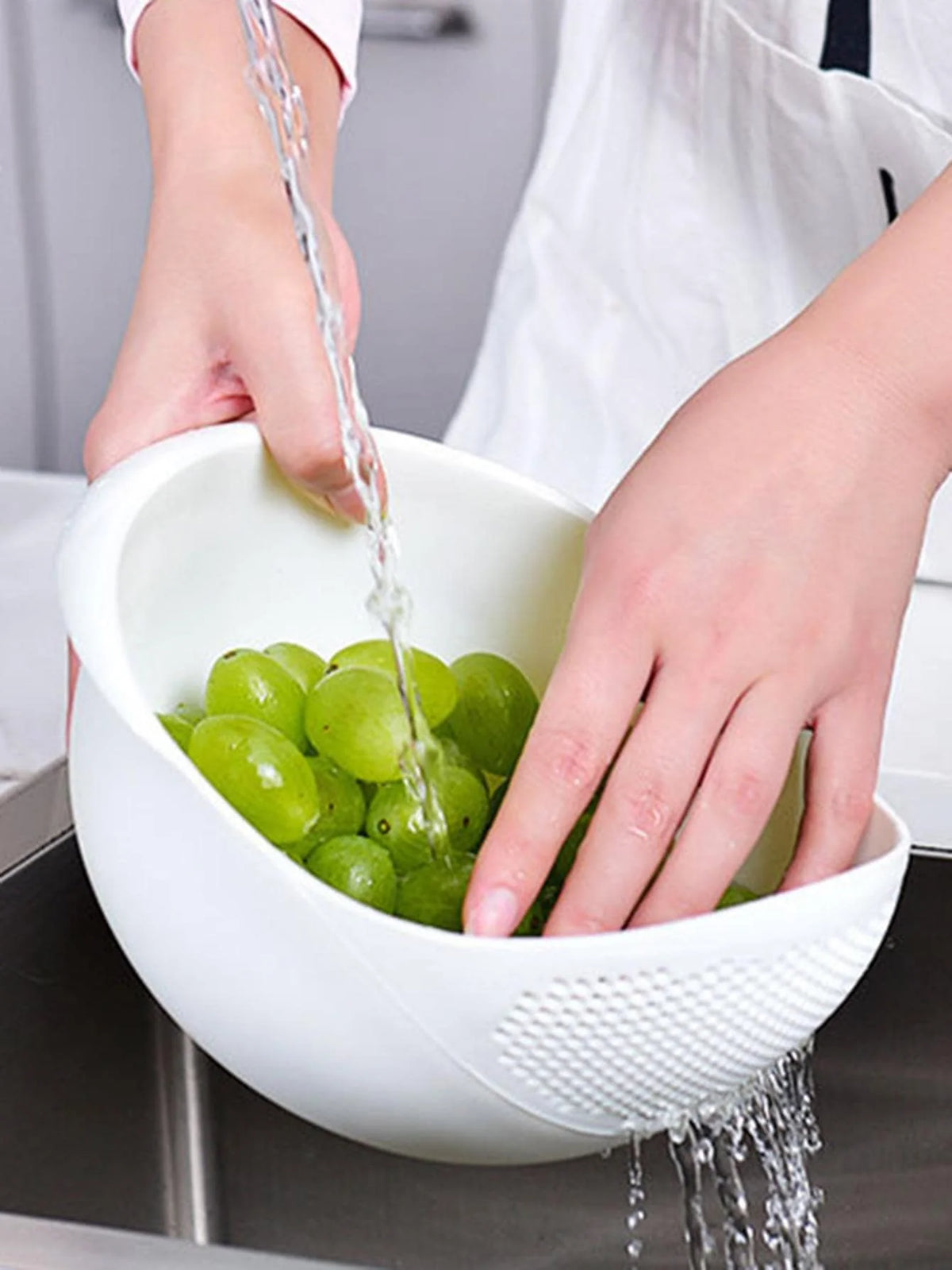Rice Washing Basket Double Layer Colander with Handles