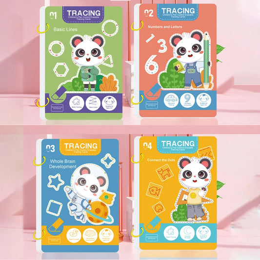 Reusable Writing Practice Book Set with Erasable Pen for Kids