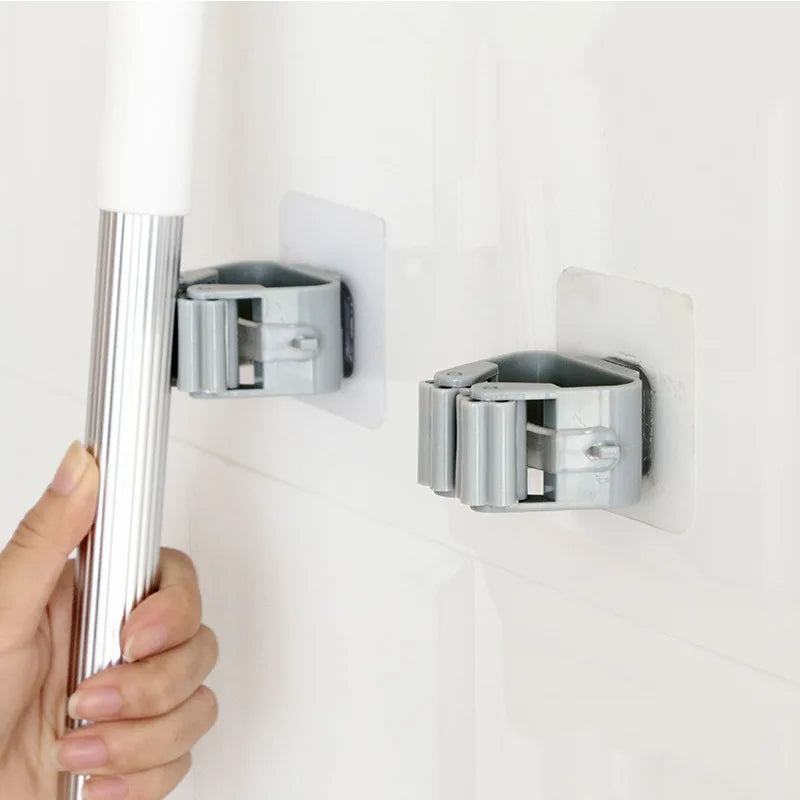 Adhesive Mop Holder – Wall Mounted Broom & Tool Organizer