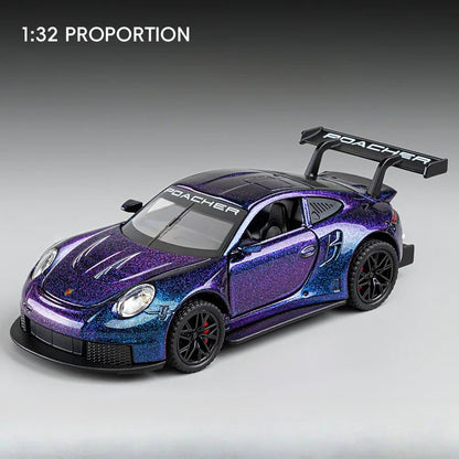 1:32 Alloy Diecast GT3 RS Toys Cars Models Wheel Pull Back 4 Doors Opened Supercar with Light Sound Sports Car Child Adult Gifts