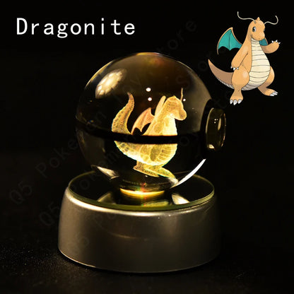 Crystal Ball Night Light with LED Base, 50mm Glass Decor