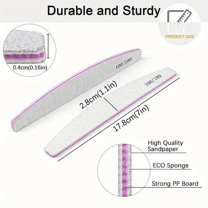 Professional Nail File – Half Moon Sanding File, 80–240 Grit