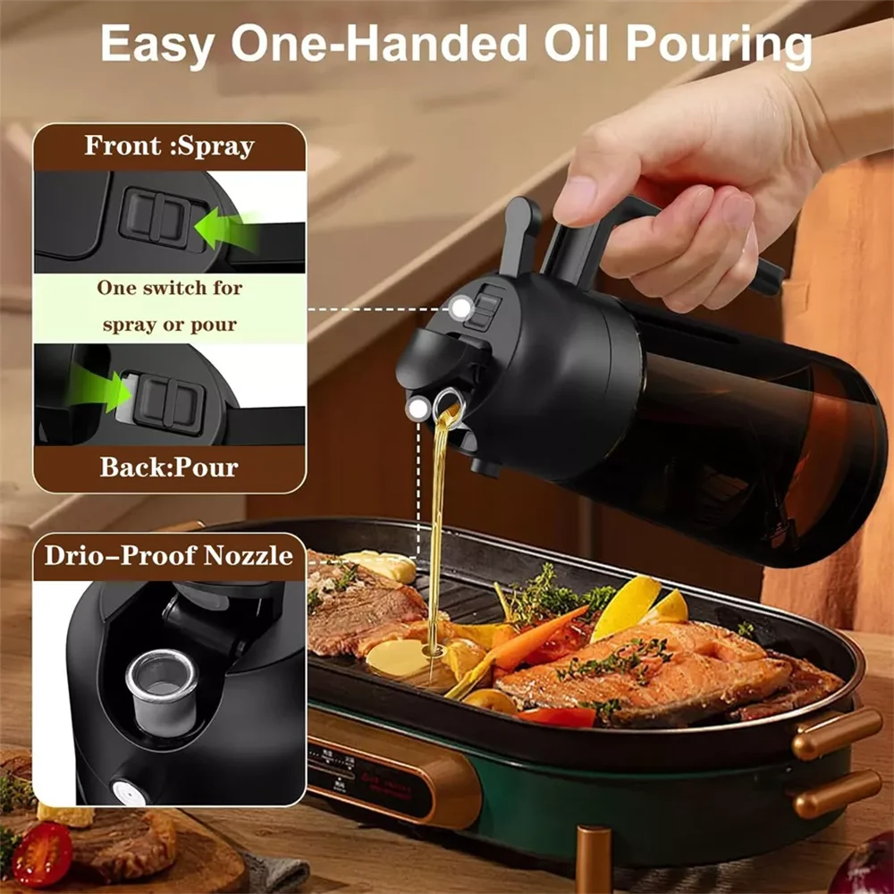 2-in-1 Olive Oil Sprayer and Dispenser Bottle for Cooking