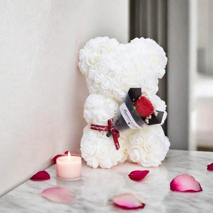 Foam Rose Teddy Bear Carry Bouquet. Ideal for Weddings, Mother's Day, Thank You to Nurses/Teachers or Other Celebrations!