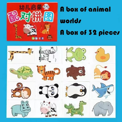 Card Matching Puzzle – 32 Pcs Animal Early Learning Game
