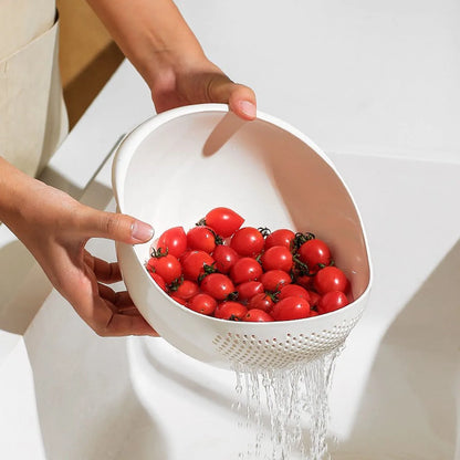 Rice Washing Basket Double Layer Colander with Handles