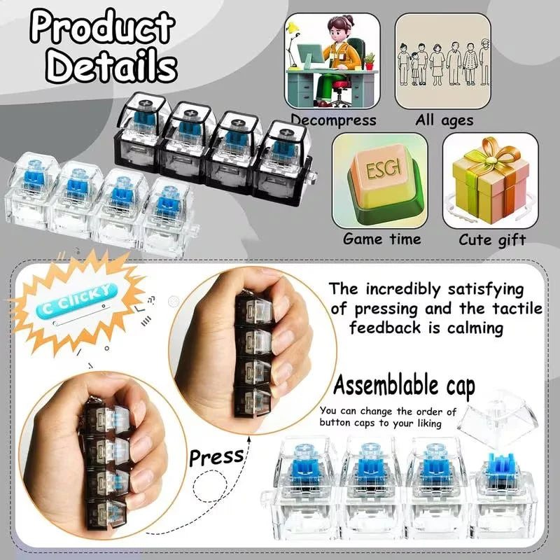 Light Up Keyboard Keychain – Clickable LED Fidget Toy