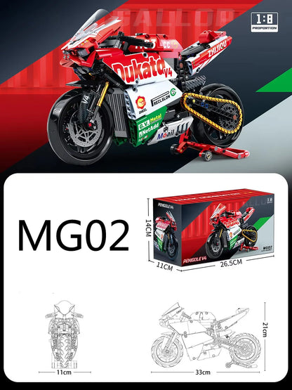 Technology Motorcycle Building Block Set, V4 Super Motorcycle Model Set, Technology Racing, STEM Assembly Toy Gift for Boys and