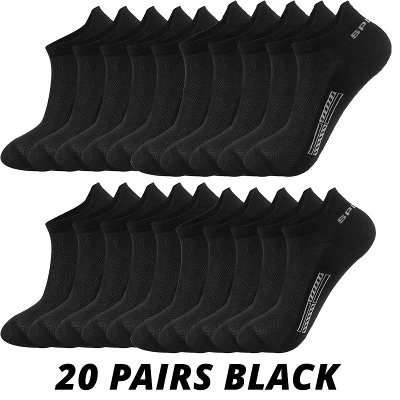 Men's Breathable Socks – Thin Mesh Sports Ankle Socks, 5–20 Pairs