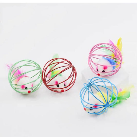 Interactive Cat Toy with Mouse in Cage for Indoor Chase Play