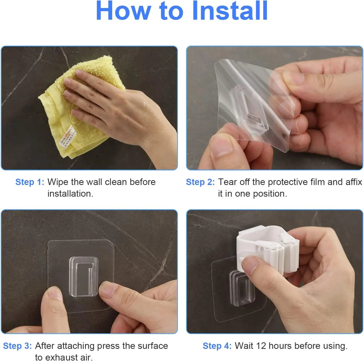 Adhesive Mop Holder – Wall Mounted Broom & Tool Organizer