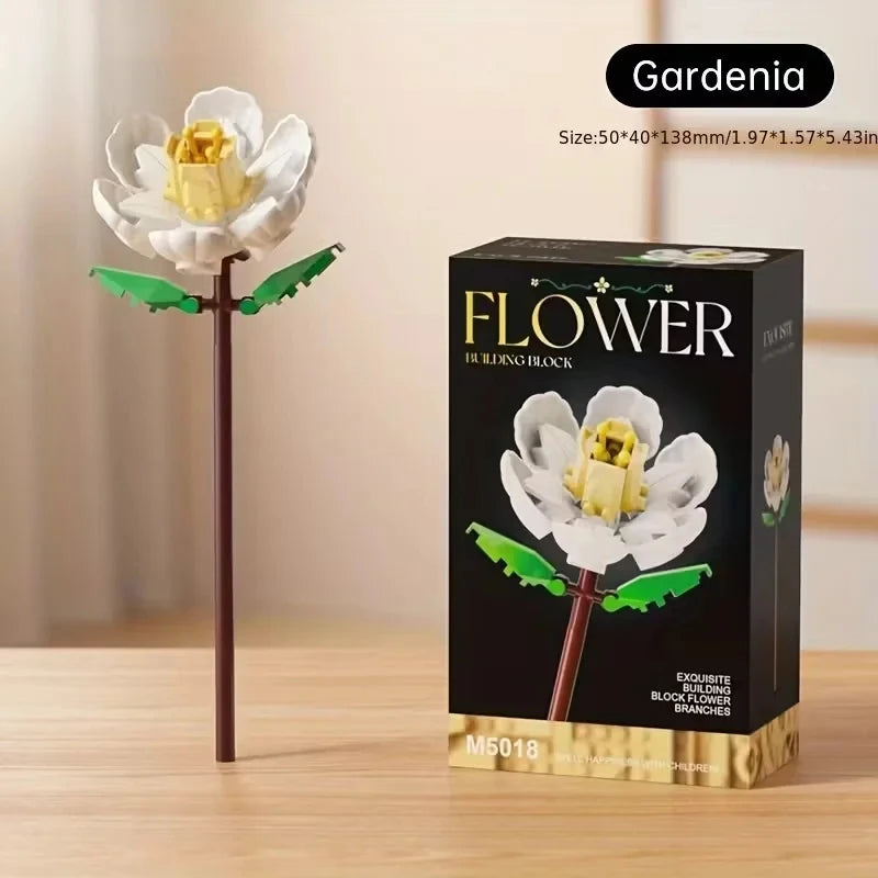 DIY Bouquet Building Blocks Single Flower Plastic Toys Small Particle Building Blocks Educational Kids Toys Home Decor Gifts