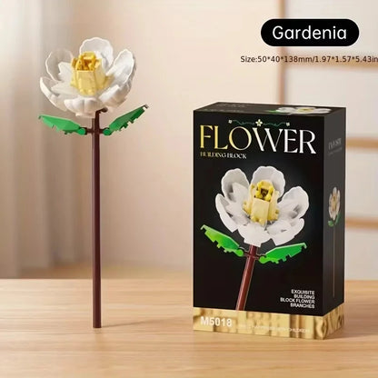 DIY Bouquet Building Blocks Single Flower Plastic Toys Small Particle Building Blocks Educational Kids Toys Home Decor Gifts
