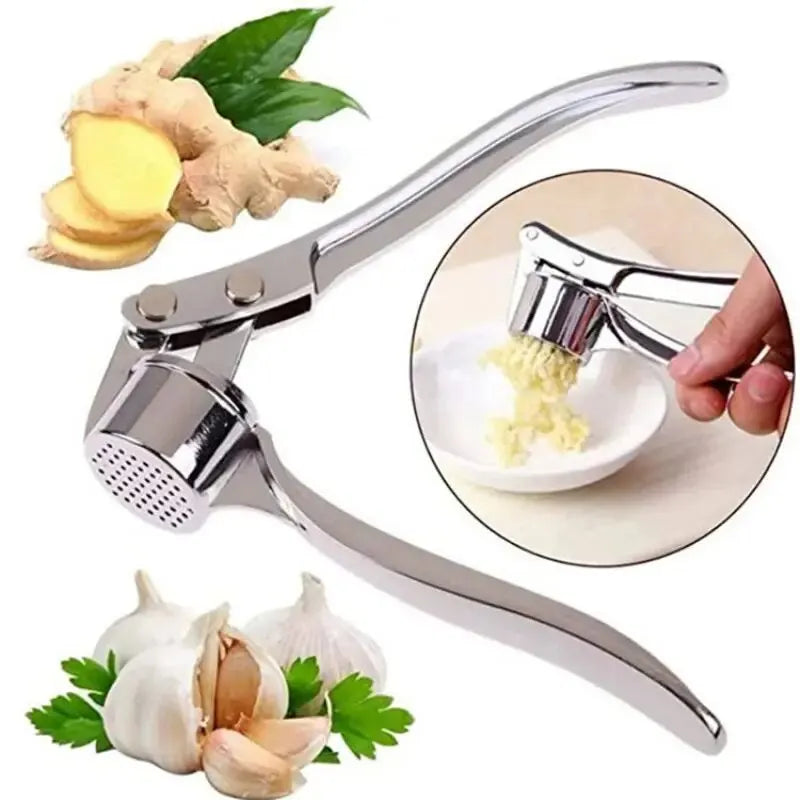 Garlic Press Manual Zinc Alloy Garlic Crusher with Stainless Steel Blade
