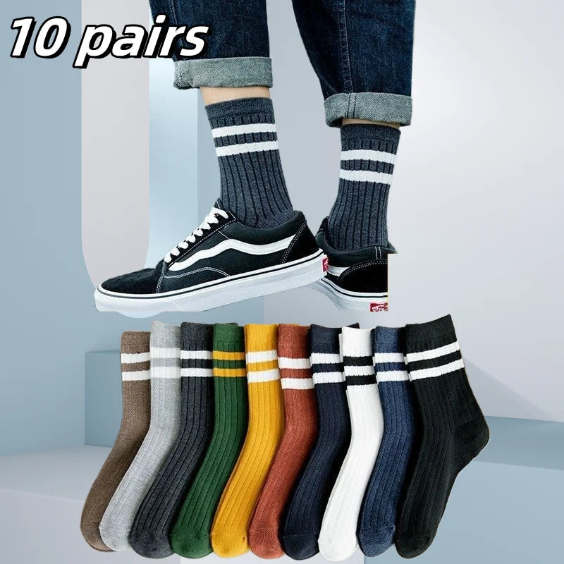 Men's Crew Socks – Breathable Cotton Blend Sports Socks, 5/10 Pairs