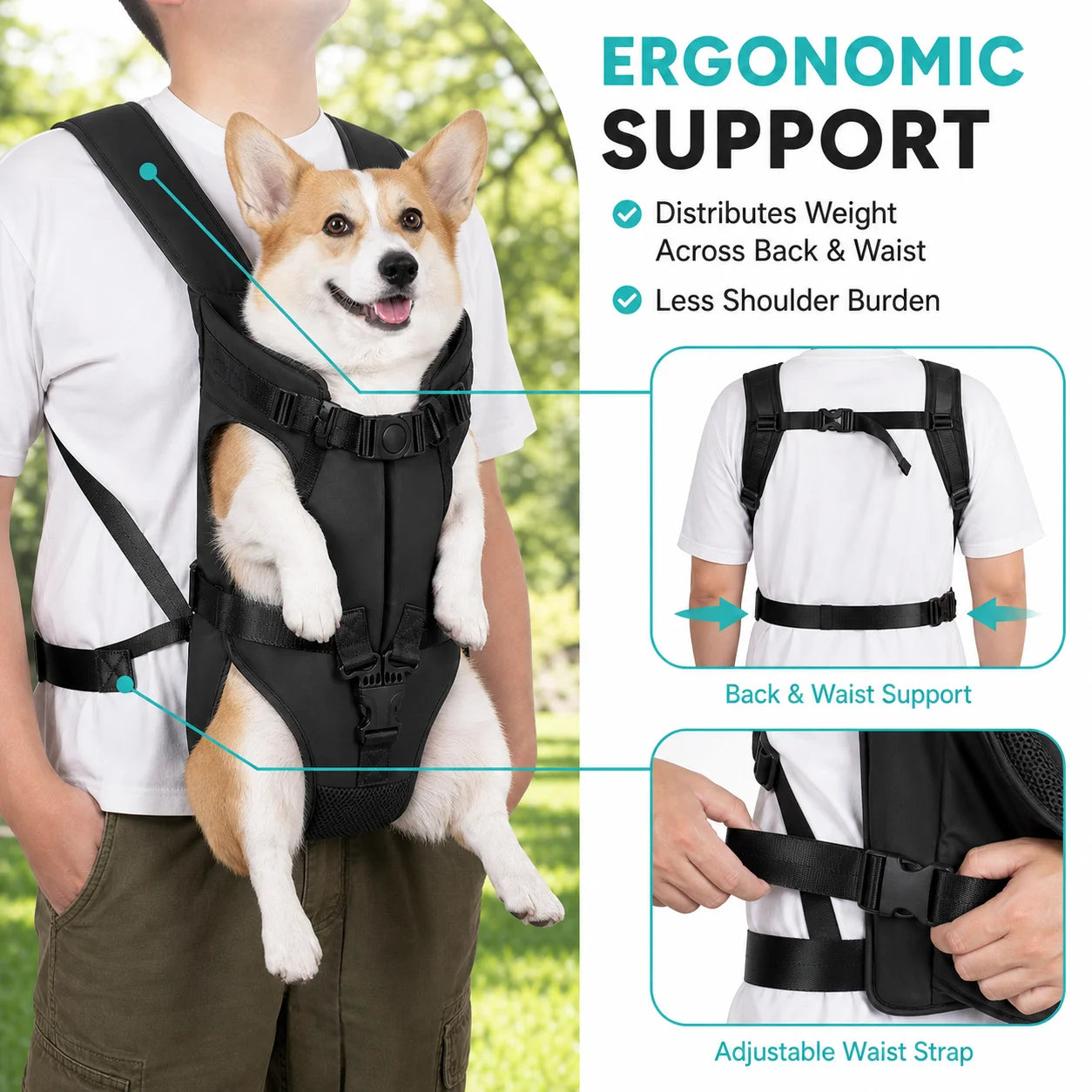 Dog Front Carrier Backpack – Hands Free Travel Carrier for Small Pets