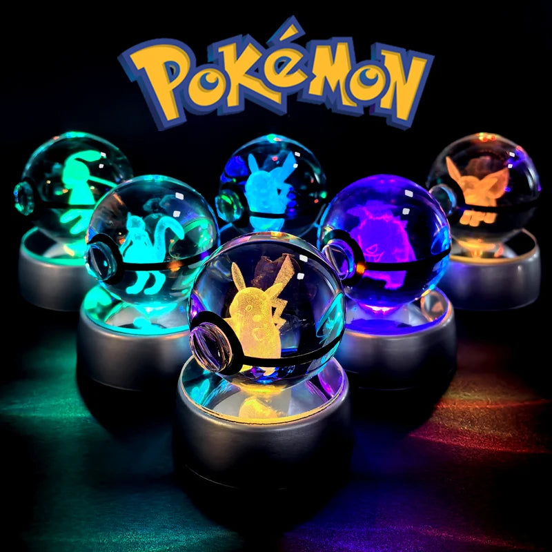 Crystal Ball Night Light with LED Base, 50mm Glass Decor