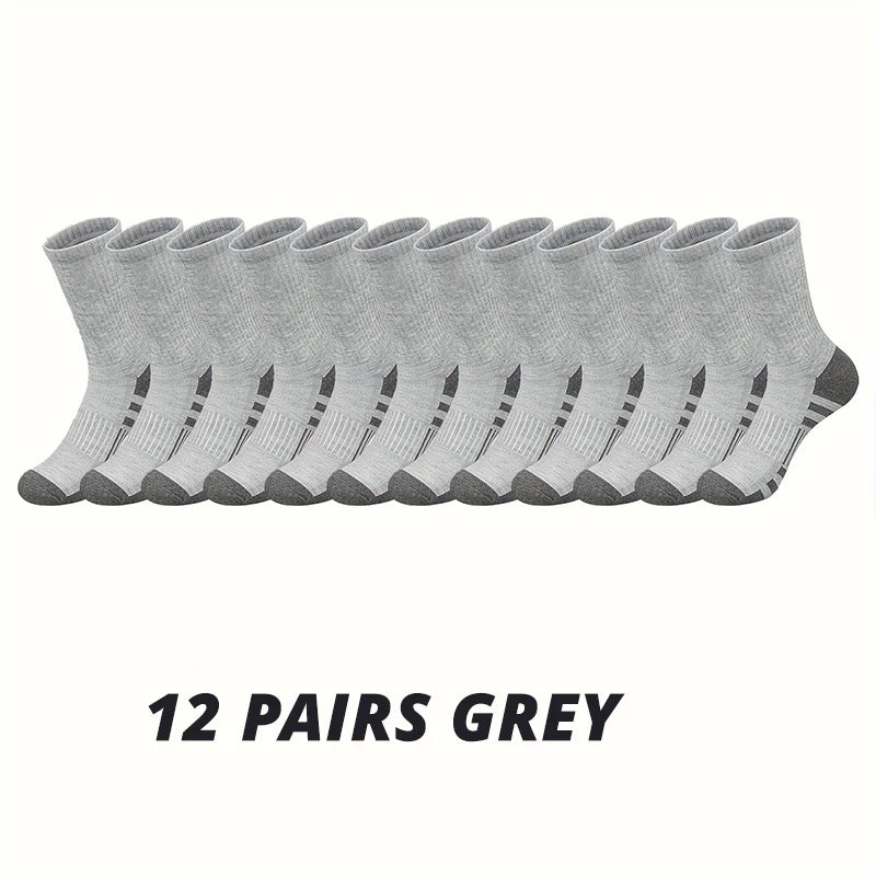 Men's Gym Socks – Breathable Crew Sports Socks, 6 or 12 Pairs