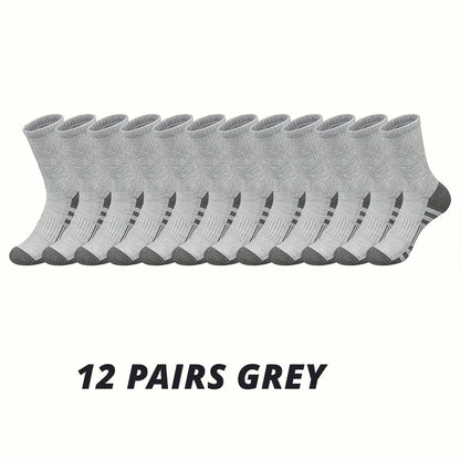 Men's Gym Socks – Breathable Crew Sports Socks, 6 or 12 Pairs