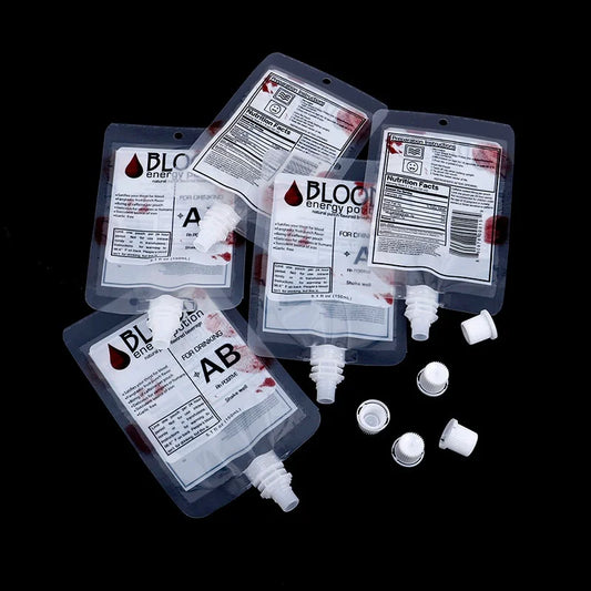 10pcs Halloween Cosplay Drink Container Bag Vampire Blood Pouch Props Zombie Beverage Food Class PVC Water Bottle Decors