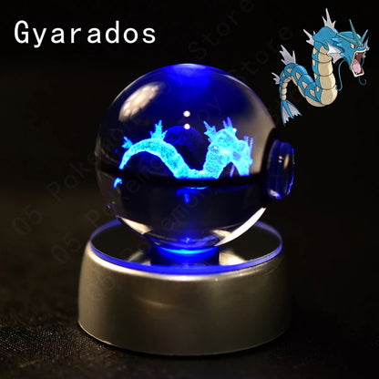 Crystal Ball Night Light with LED Base, 50mm Glass Decor