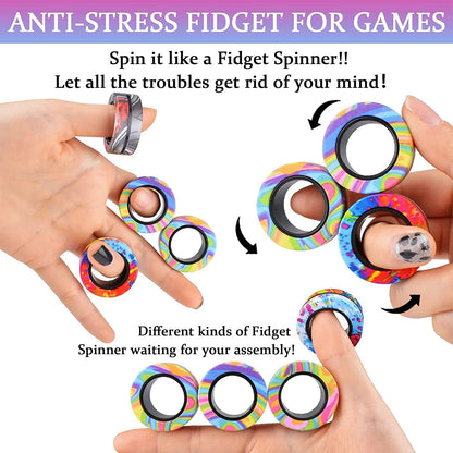 Magnetic Fidget Rings Set – 3PCS Spinner Toys for Teens & Adults