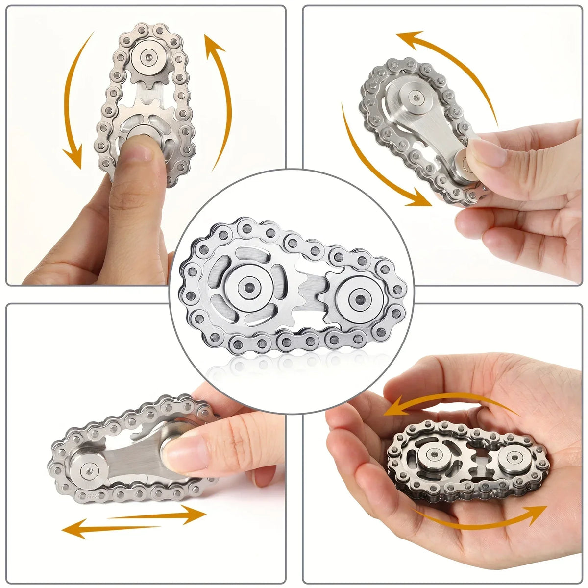 Metal Fidget Spinner – Bike Chain EDC Desk Toy with Silent Bearings