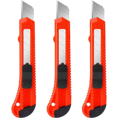 Utility Knife Box Cutter – Retractable Cardboard Cutter 3 Pack