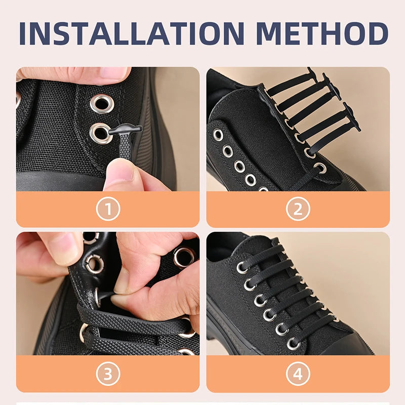 No Tie Shoelaces Silicone Elastic Laces for Easy Slip-On Shoes