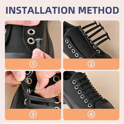 No Tie Shoelaces Silicone Elastic Laces for Easy Slip-On Shoes