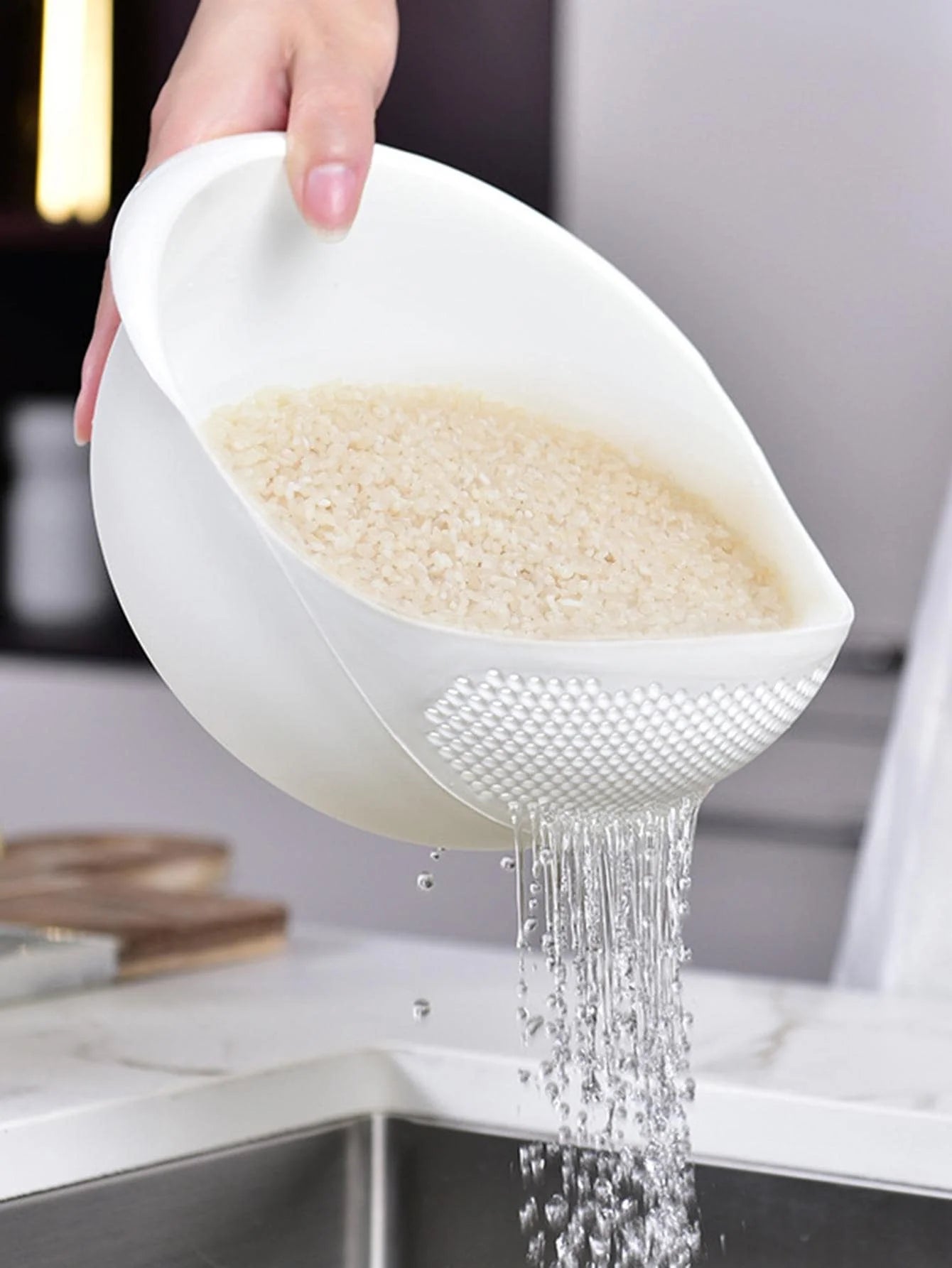 Rice Washing Basket Double Layer Colander with Handles