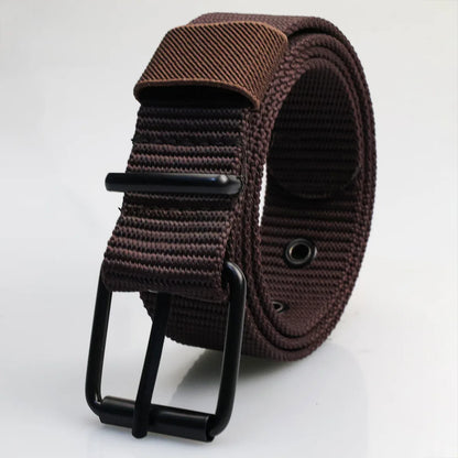 Men's Canvas Belt – Adjustable Pin Buckle Casual Woven Belt