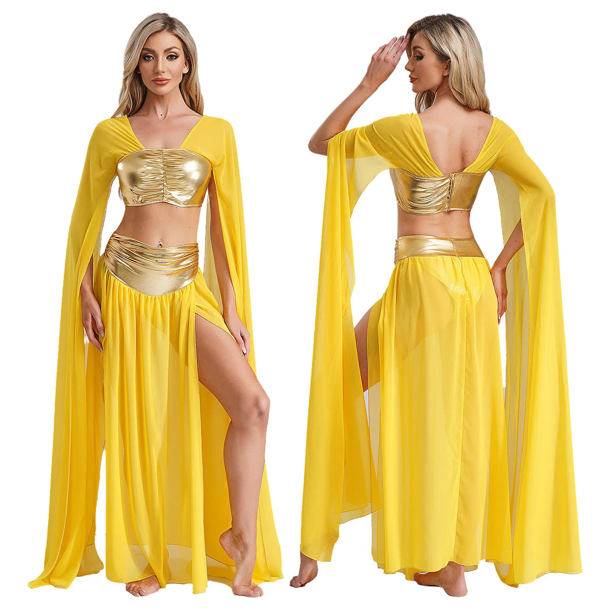 Womens Ancient Rome Egyptian Cleopatra Cosplay Costume Crop Top And Split Skirt Set Carnival Oriental Indian Belly Dance Outfits
