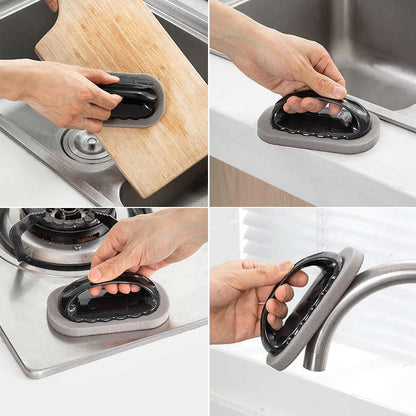 Emery Cleaning Sponge Brush with Handle for Kitchen and Bathroom