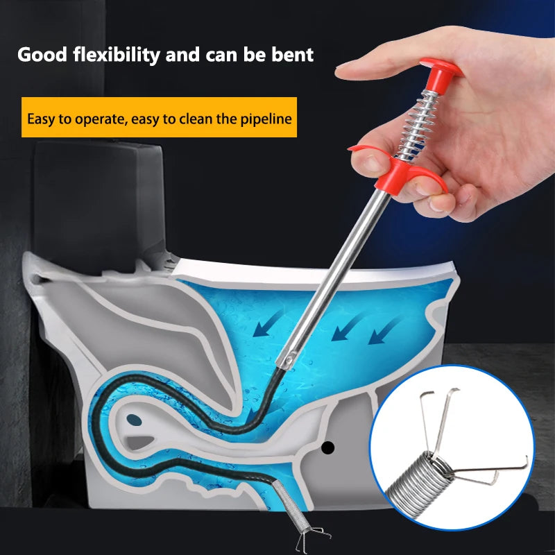 60cm Drain Snake Clog Remover, Flexible 4-Claw Pipe Cleaning Tool