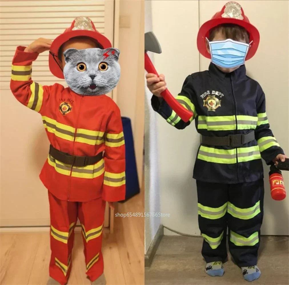 Kids Firefighter Costume – Fireman Uniform Halloween Dress-Up Set