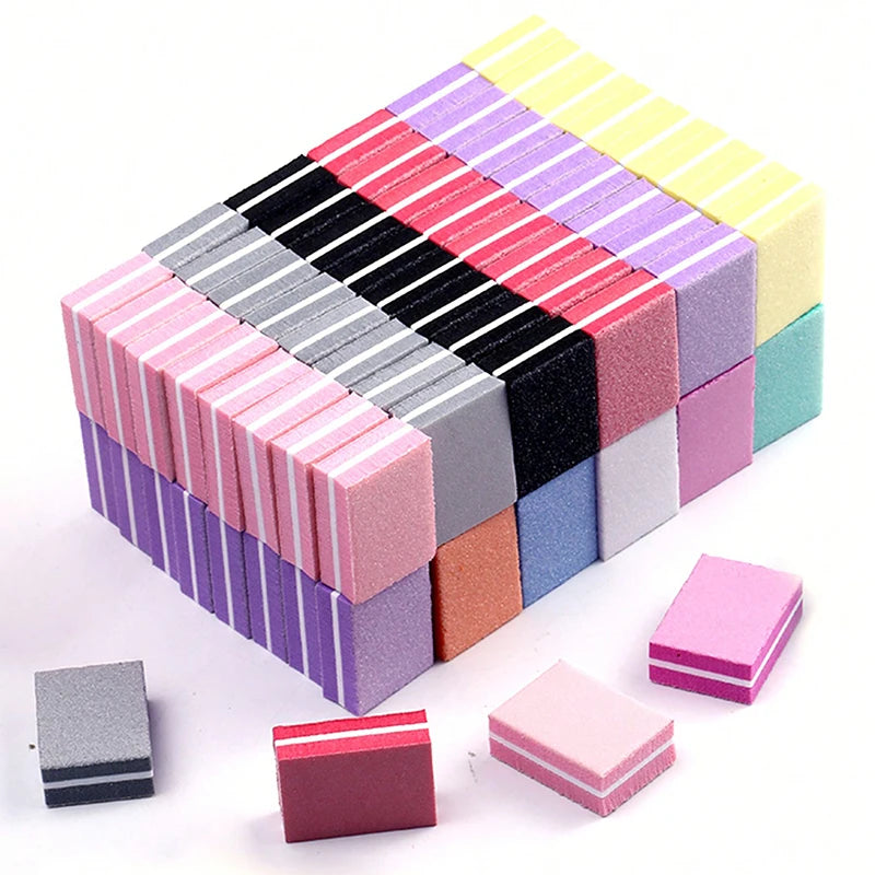 Mini Nail Buffer Blocks – 100/180 Grit Nail Files, 50 Pack