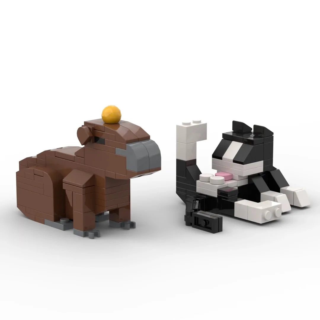 Animal Series 62Pcs MOC Bricks Cat Figires DIY Building Blocks Kids Education Toys For Children Birthday Gift