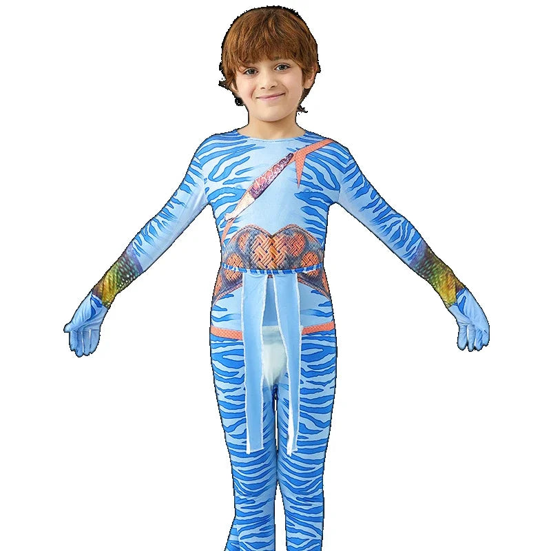 Alien Cosplay Costume – Kids Halloween Jumpsuit with Tail