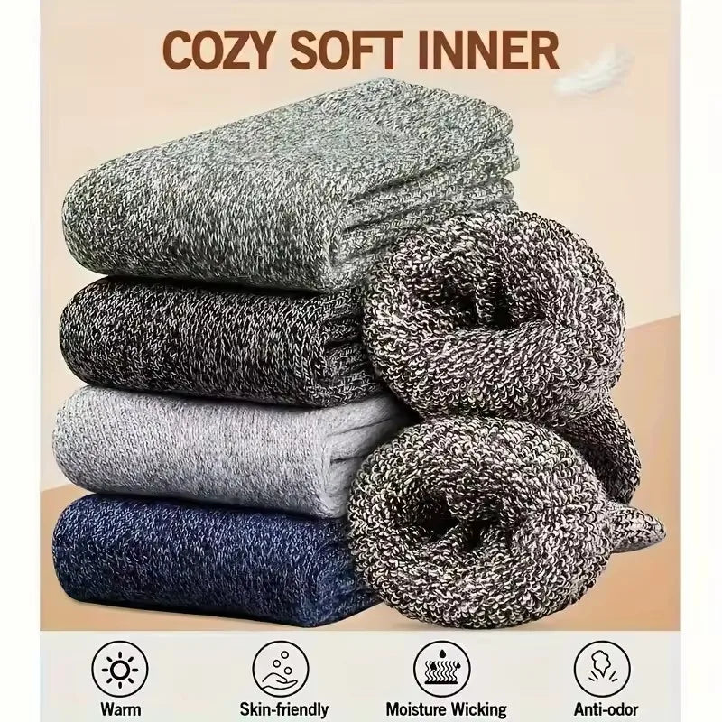 Men's Winter Socks Thick Warm Retro Crew Socks for Cold Weather