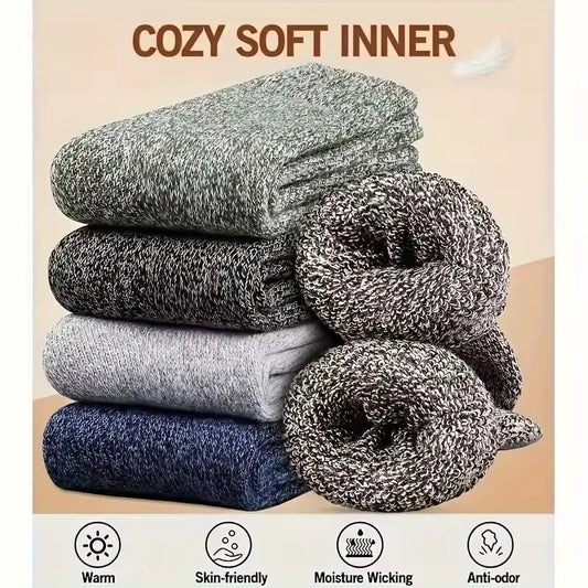 Men's Winter Socks Thick Warm Retro Crew Socks for Cold Weather