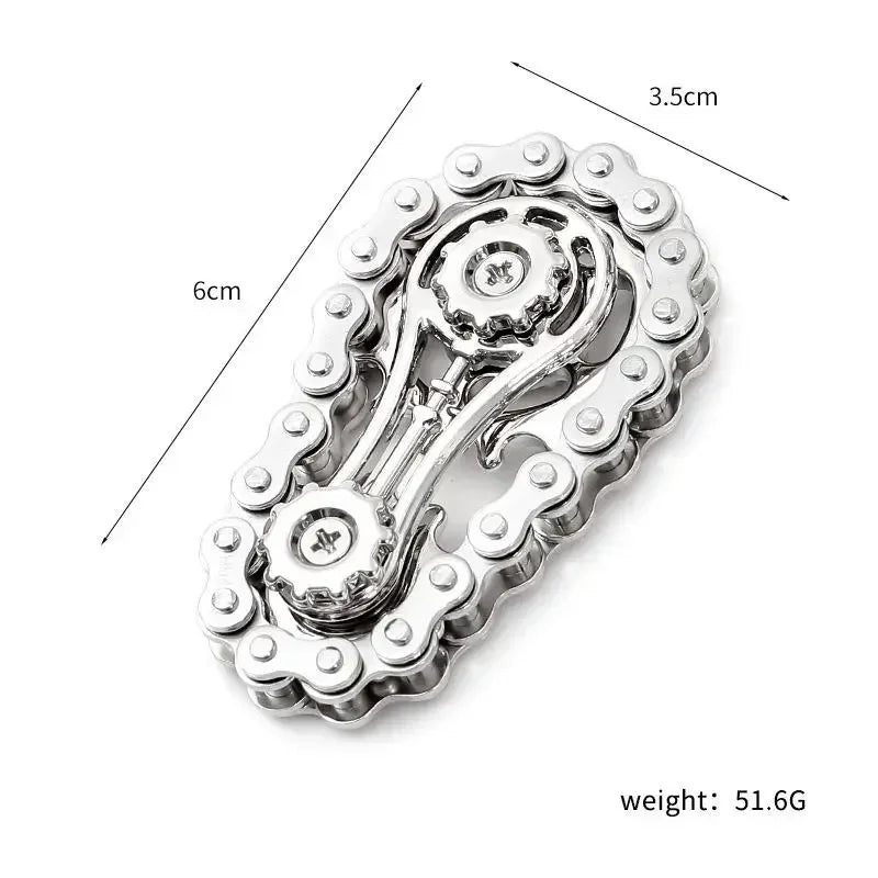 Metal Fidget Spinner – Bike Chain EDC Desk Toy with Silent Bearings