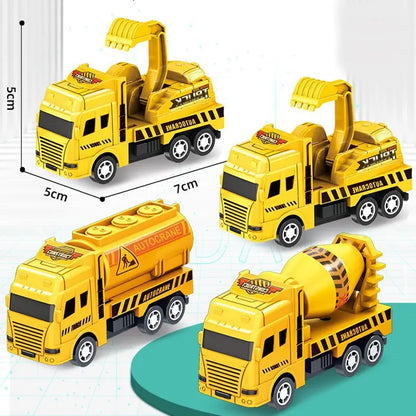 4 Pack Pull Back Cars, Friction Powered Toy Vehicles Construction Set - Dump Truck Crane for Toddlers Boys Girls Gift