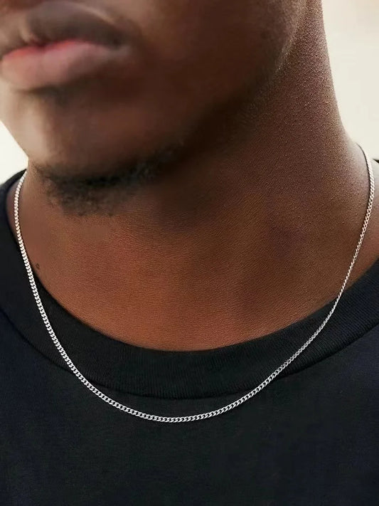 Stainless Steel Cuban Chain Necklace for Men and Women