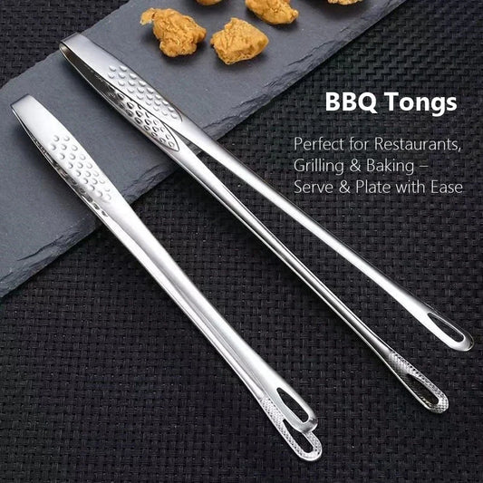 Stainless Steel Kitchen Tongs for BBQ, Cooking & Serving
