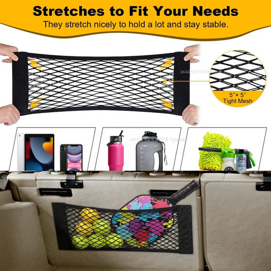 Car Trunk Storage Net – Stretchable Mesh Organizer Pocket