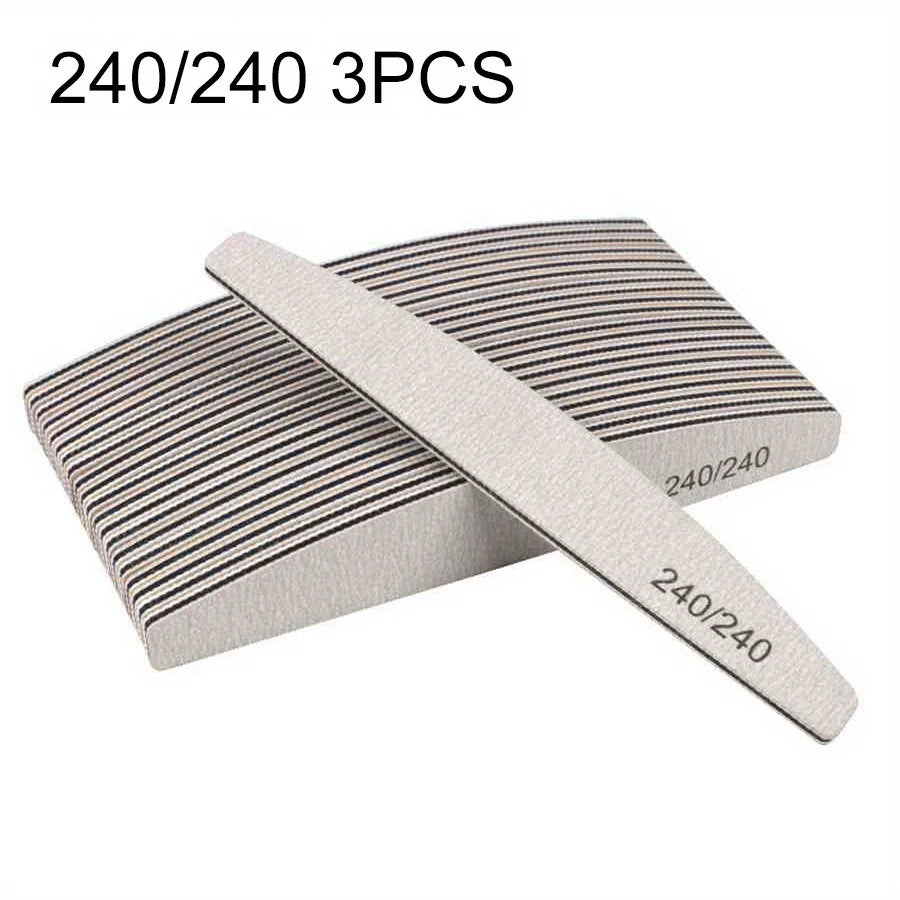 Professional Nail File – Half Moon Sanding File, 80–240 Grit