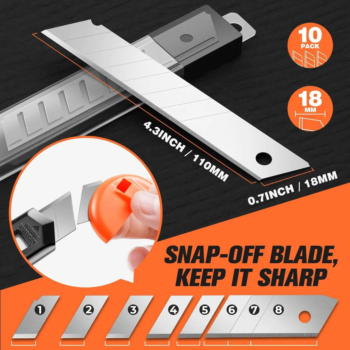Utility Knife Box Cutter – Retractable Cardboard Cutter 3 Pack