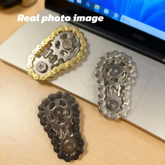 Metal Fidget Spinner – Bike Chain EDC Desk Toy with Silent Bearings