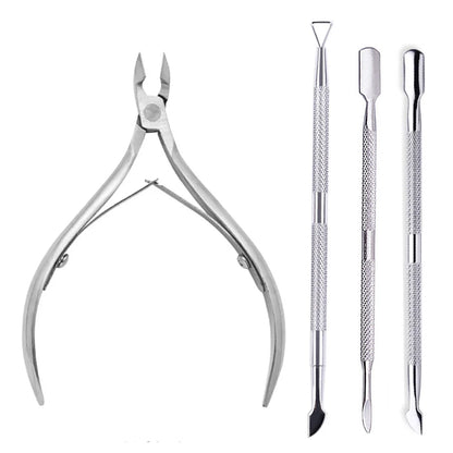 Manicure Nail Care Kit – 4-Piece Stainless Steel Cuticle Tool Set